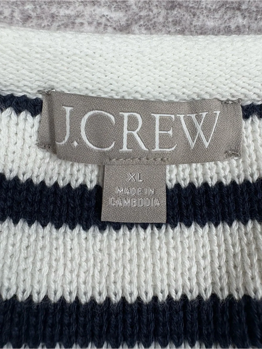 J. Crew Relaxed Emilie Sweater Lady Jacket Natural Navy Stripe Cardigan XL Boxy - Picture 2 of 10